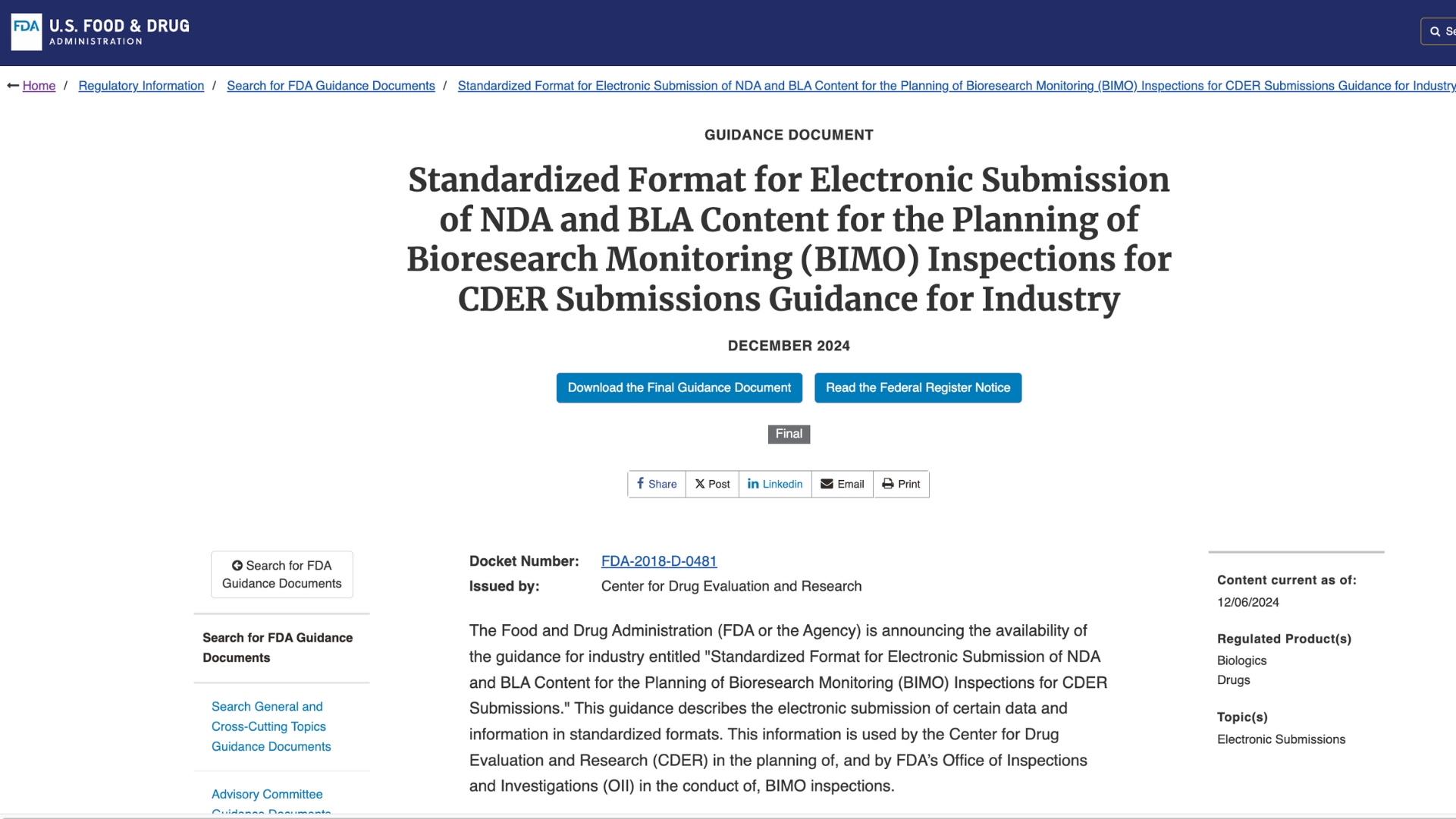 FDA BIMO Guidance and Inspection Process: Streamlining Clinical Trial Submissions for NDAs and BLAs